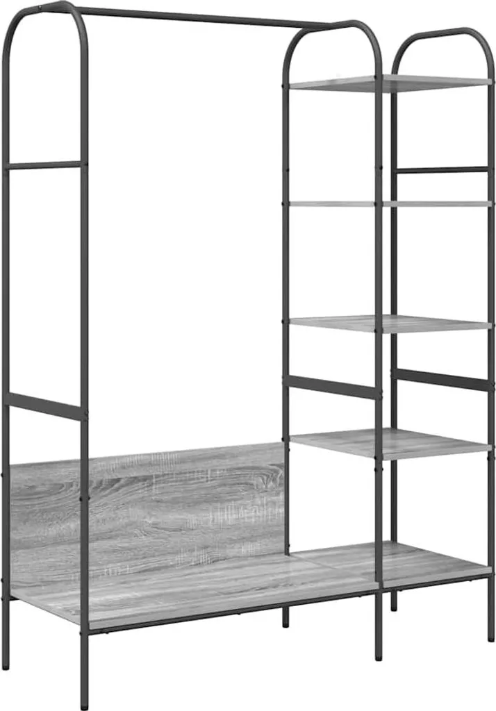 vidaXL Appendiabiti Grigio 120x44x160 cm con Ripiani - Salvaspazio Casa - 1
