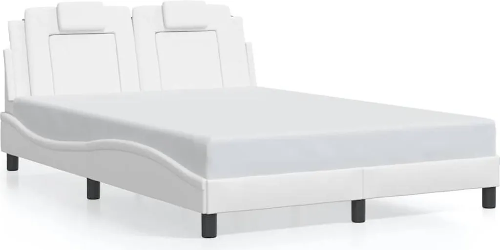 Cadre de Lit 140x190 Viana Blanc Idéal pour Chambre Adulte Moderne