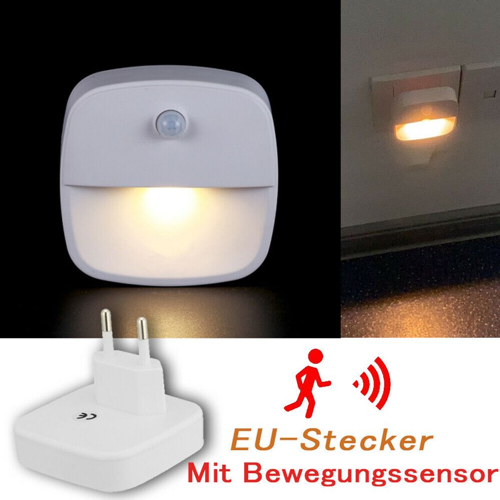 2X LED Nachtlicht Steckdose Mit Light Sensor LEDs Treppen-Leuchte Nacht-Licht DE 
