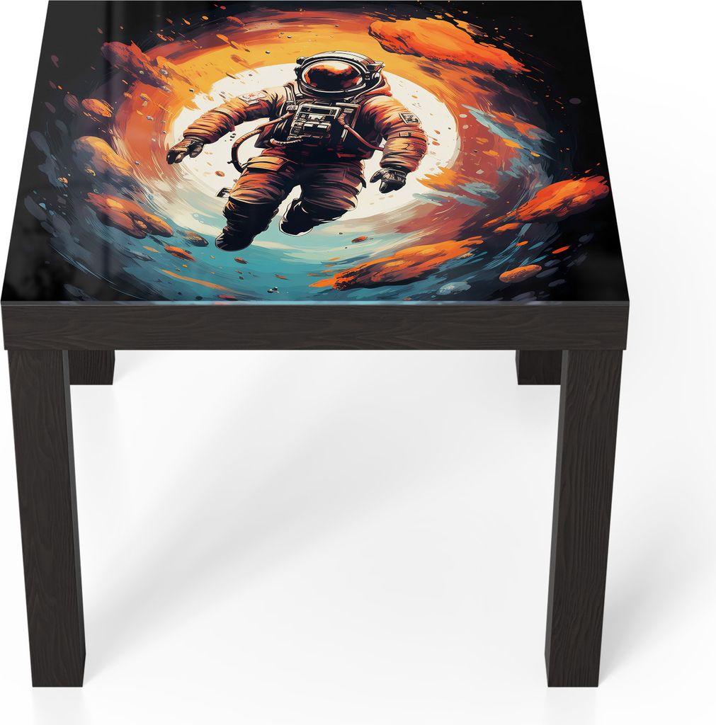 DEQORI Couchtisch 55x55 cm Schwarz 'Schwerelose Weite' Glas Beistelltisch Glastisch modern