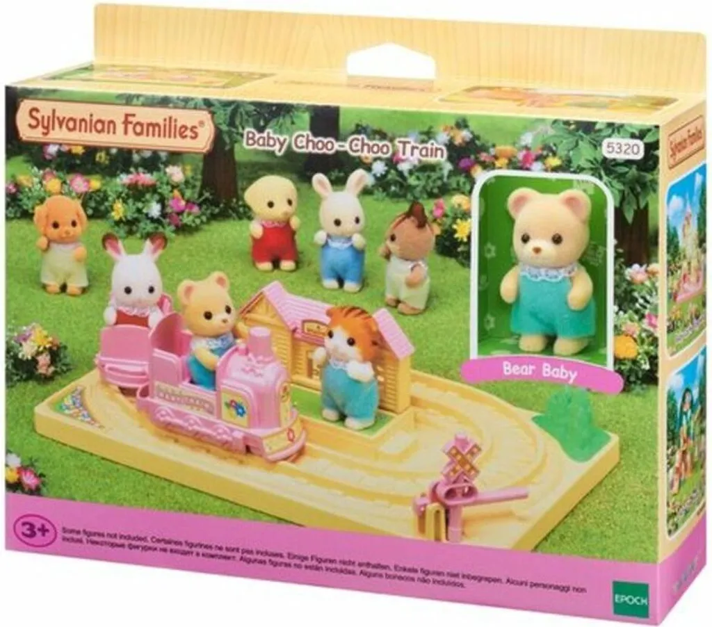 Circuit de Train Miniature Sylvanian Families et sa Figurine Ours