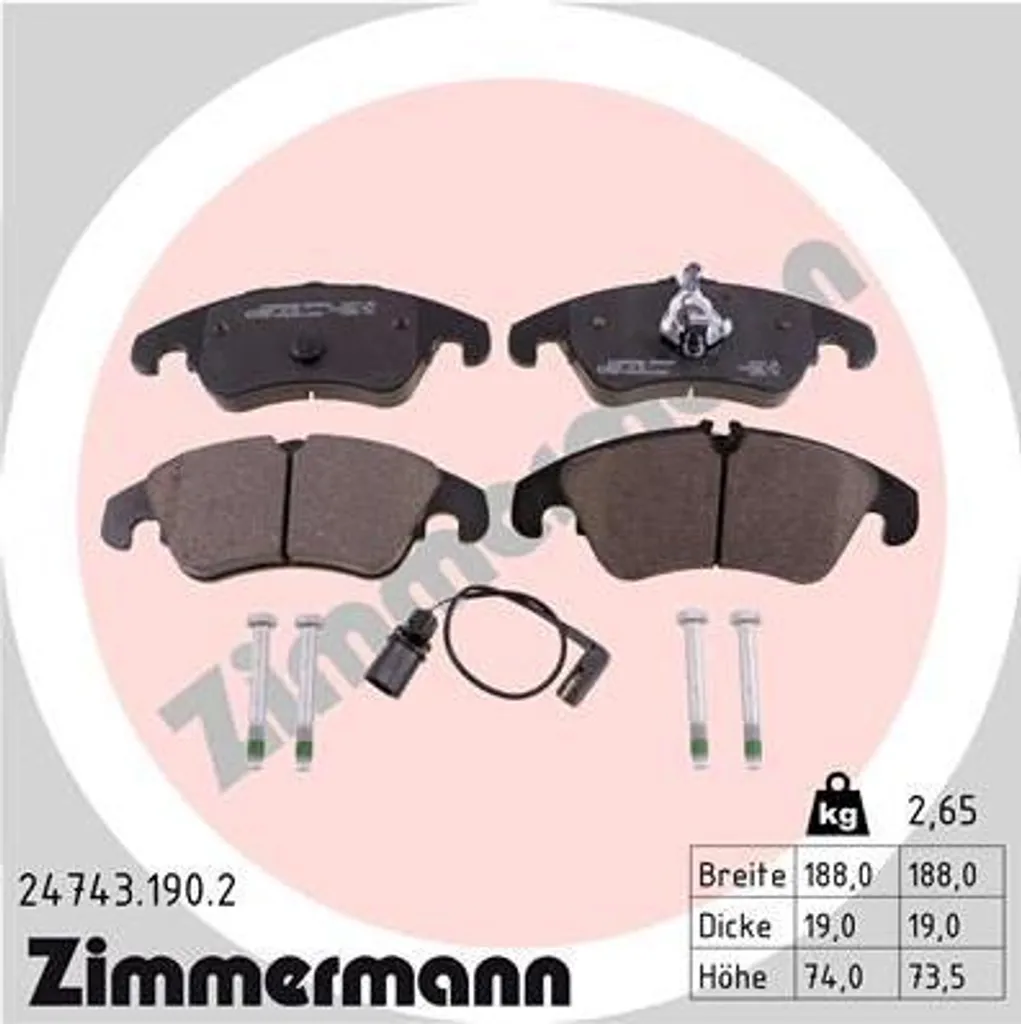 Plaquettes de frein ZIMMERMANN 24743.190.2 OE 4GD698151 pour Audi Q5 A6