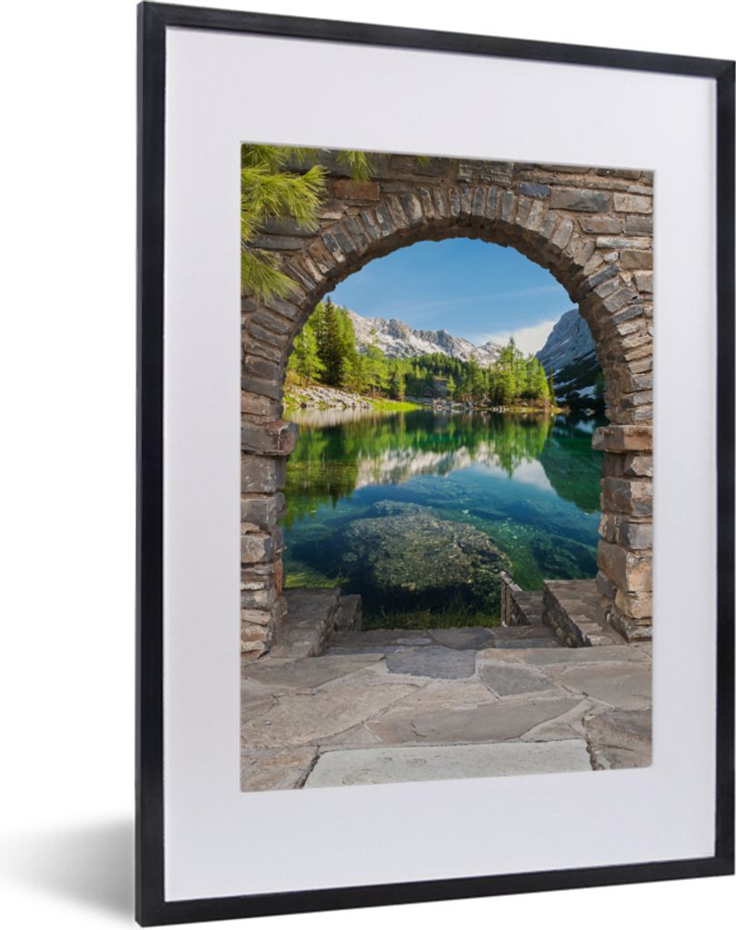 MuchoWow Gerahmtes Poster Aussicht - Berg - Landschaft - Wasser 30x40 cm - Poster mit Schwarzem Bilderrahmen Wandposter Rahmen Foto Bilder - Wand...