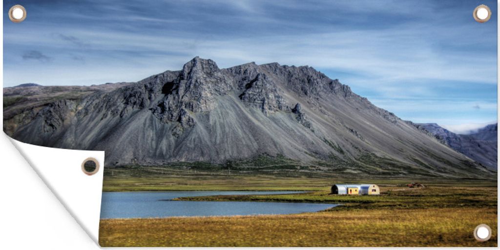 MuchoWow 120x80 cm Outdoor-Poster Gartendeko Sichtschutz Garten Poster für den Garten Bewölkter Himmel über den Bergen im Snæfellsjökull-Na...