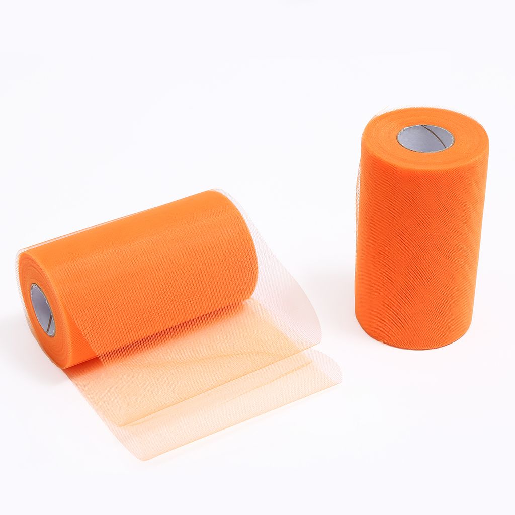 ZADAWERK Tüll - 15 cm x 45 m - Orange - 1 Rolle - Tisch-Deko - Hochzeit - Weihnachts-Tüll - Geschenk - Schleife - Schleier - Tutu - DIY Tüllrolle