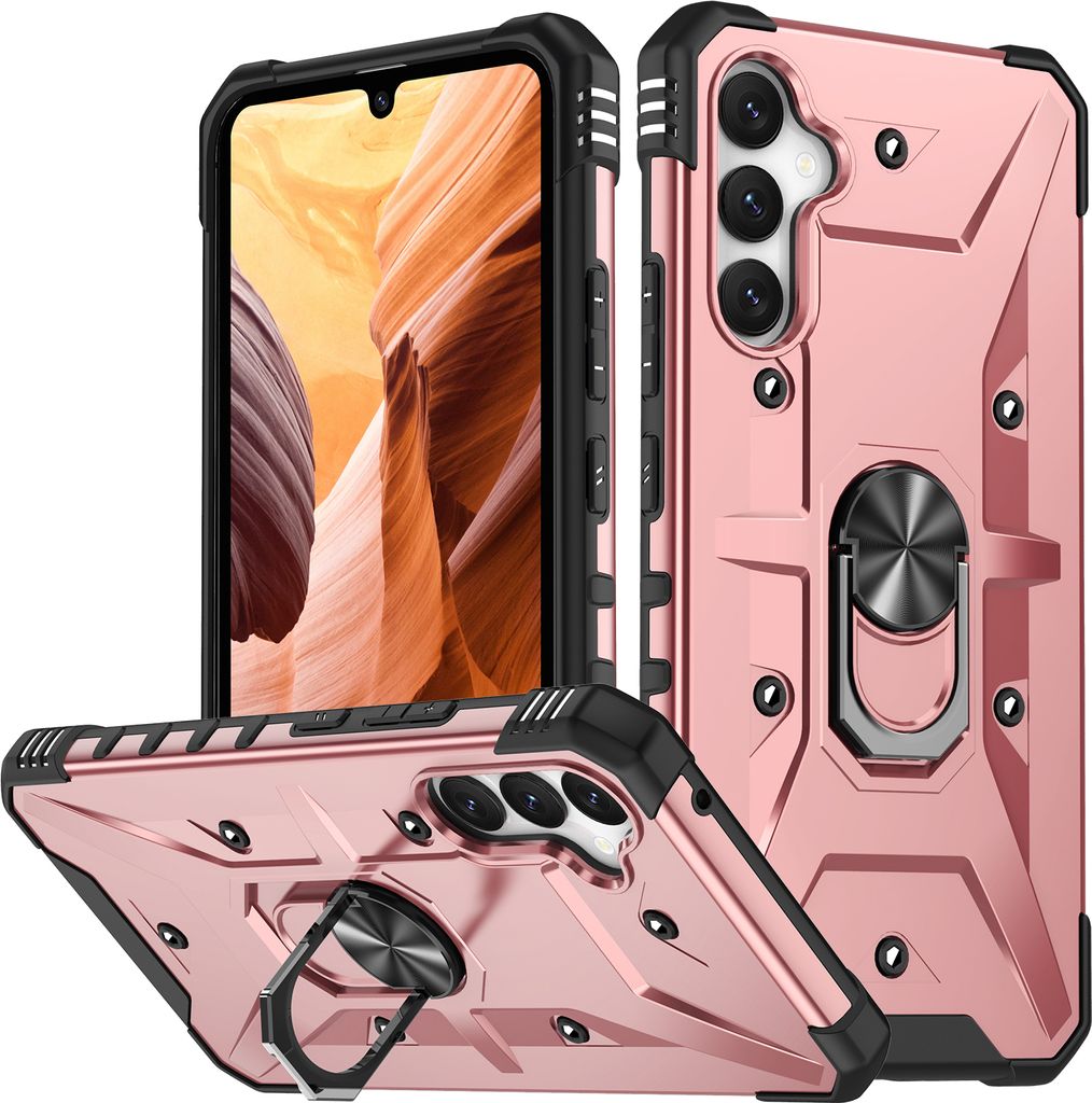Galaxy A54 Hülle, Ring Halter Ständer Dual Layer Stoßfest Schutzhülle für Samsung Galaxy A54 Roségold