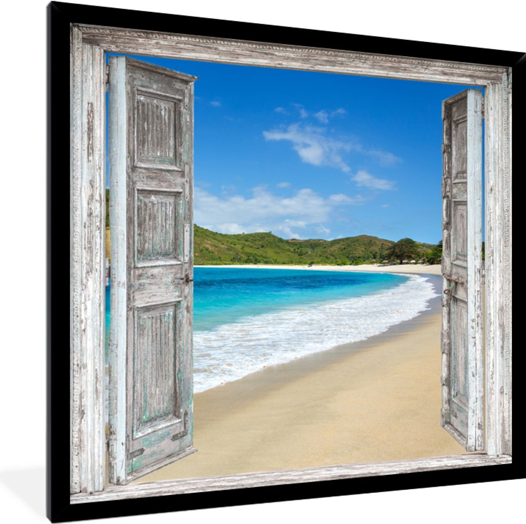 MuchoWow Gerahmtes Poster Meer - Tropen - Blick - Strand 40x40 cm - Poster mit Schwarzem Bilderrahmen Wandposter Rahmen Foto Bilder - Mit Rahmen ...