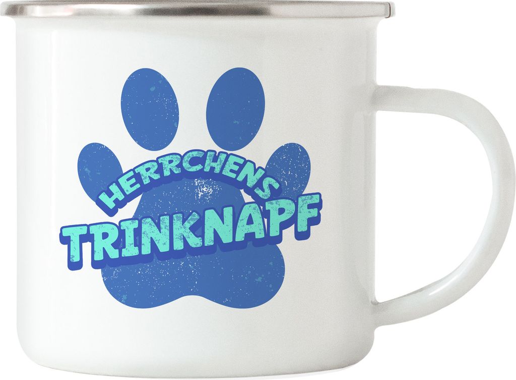 Herrchens Trinknapf Emaille Tasse Hund Hunde Hündin Liebe Hundeliebhaber Tierliebe Vierbeiner Hundepfote Pfote