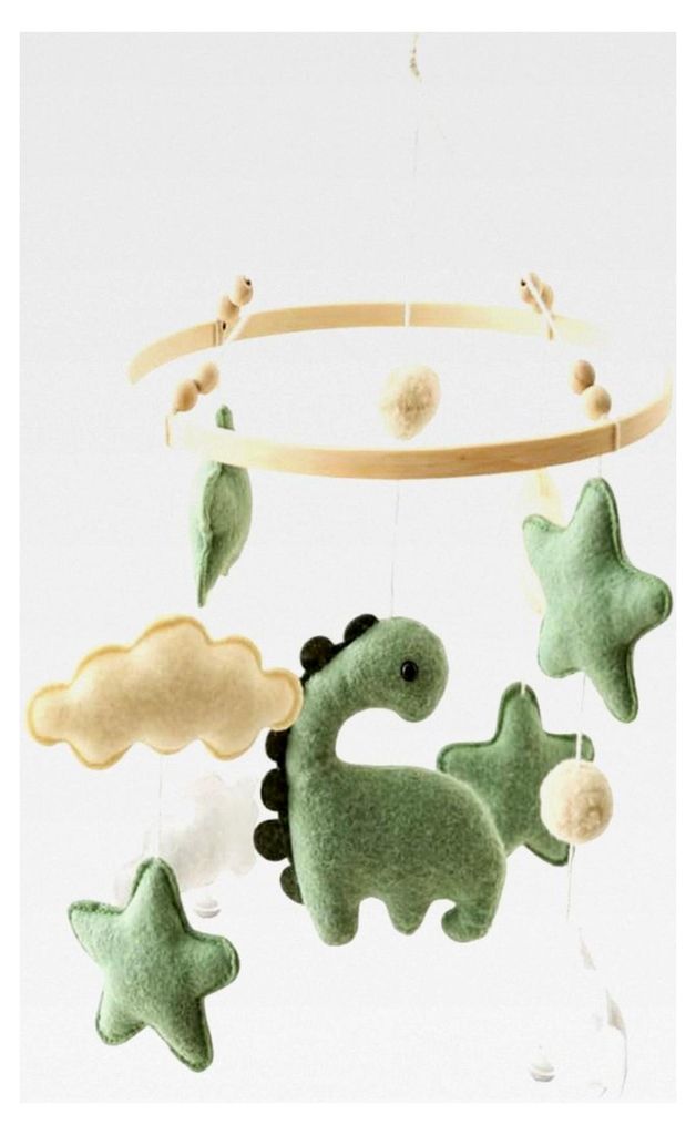 Mobile für Babys, Holz-Mobile für das Bett, Babymobile mit hängenden Dekorationen von Sternen, Wolken und Dinosauriern, Geschenk für Neugeborene