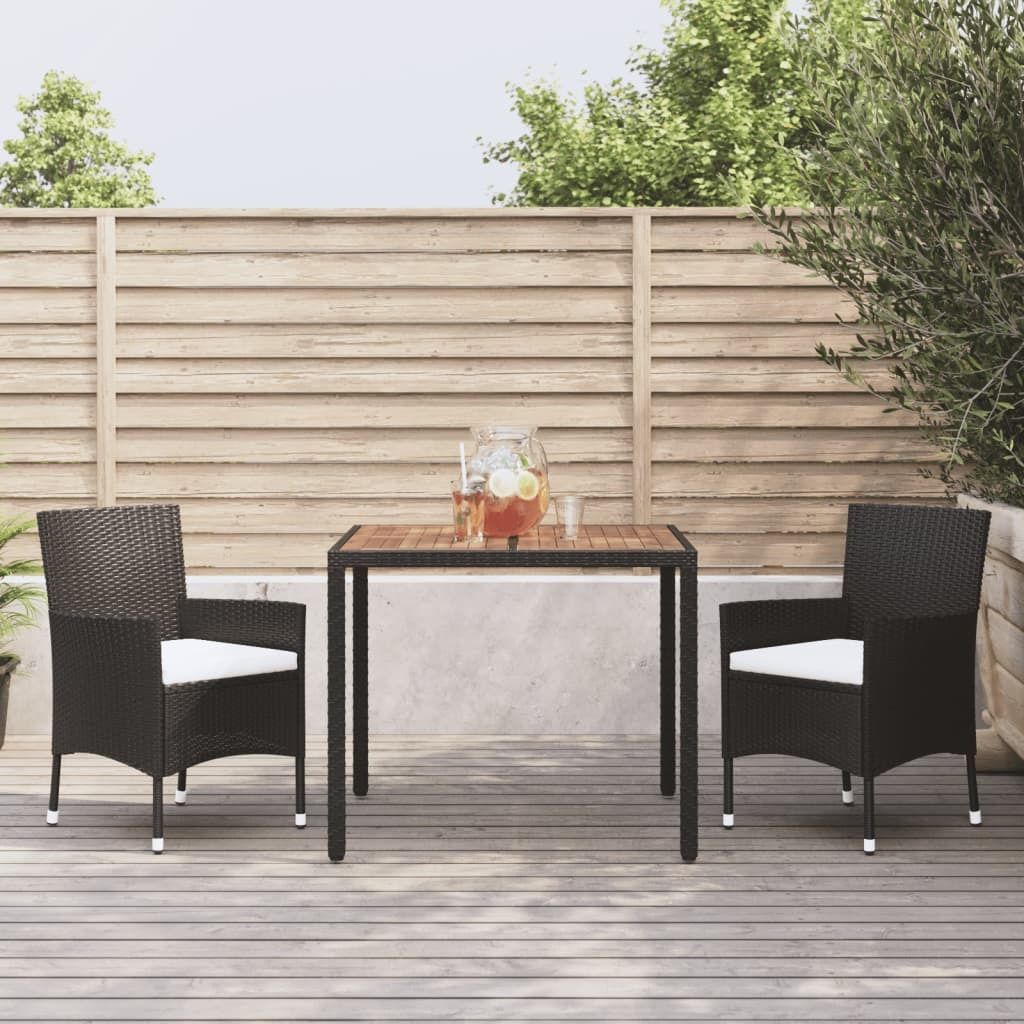 Maison Exclusive - 3-tlg. Garten-Essgruppe mit Kissen Schwarz Poly Rattan