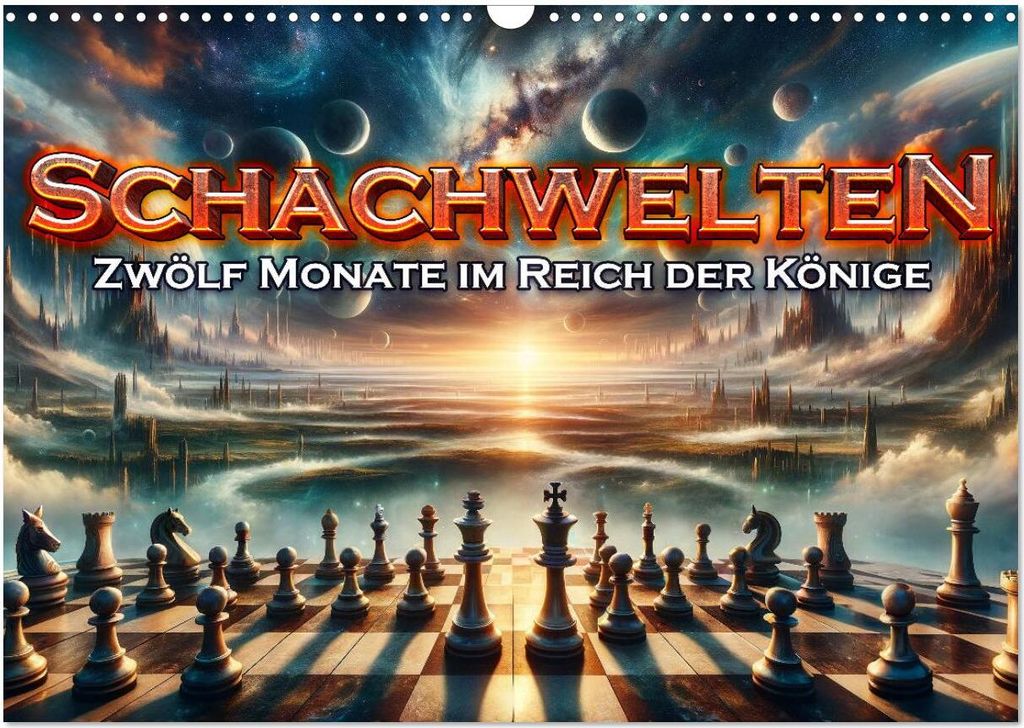 Schachwelten: Zwölf Monate im Reich der Könige (Wandkalender 2026 DIN A3 quer), CALVENDO Monatskalender