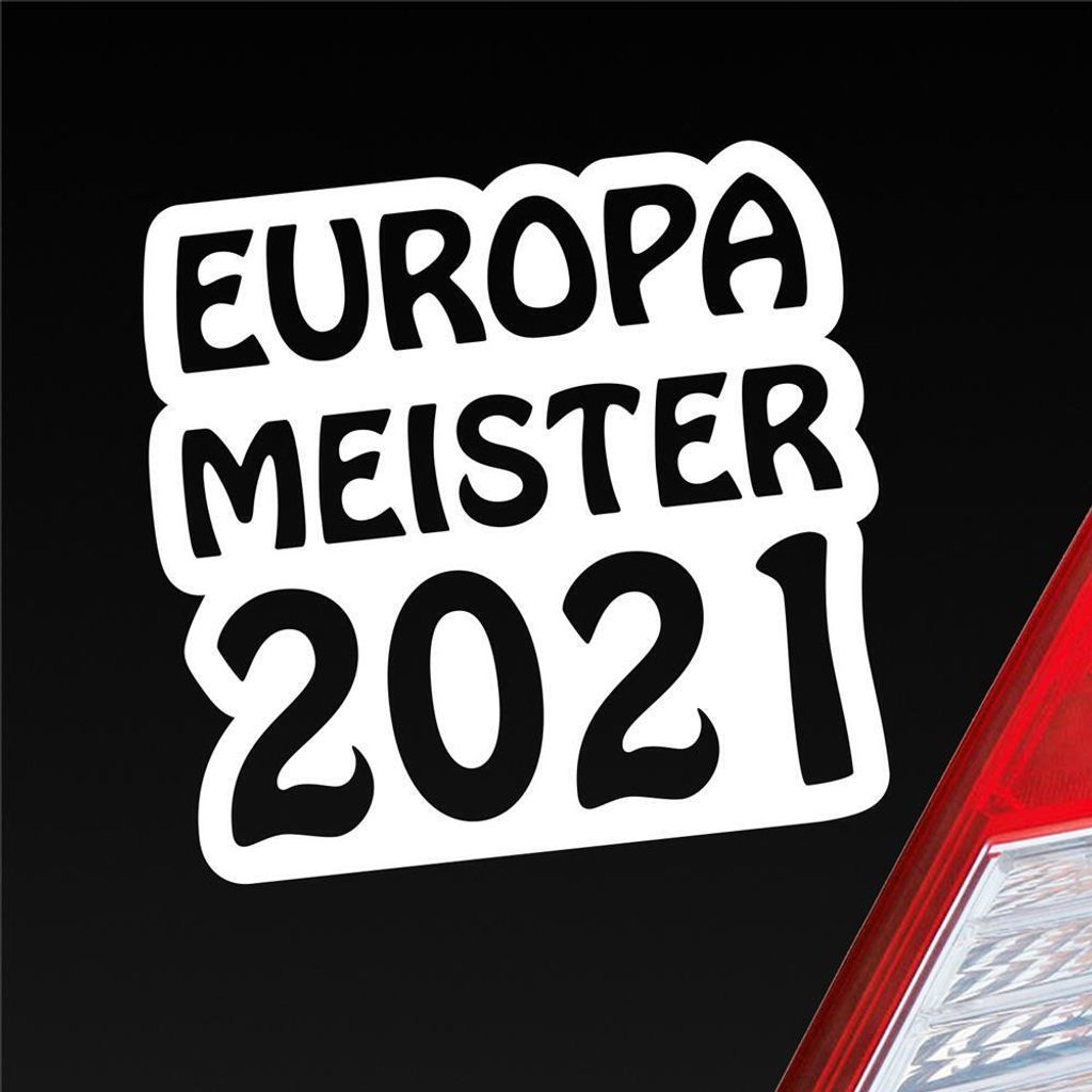 Auto Aufkleber Europameister 2021 Fußball 12x11 cm Weiss Matt Sticker Heckscheibenaufkleber