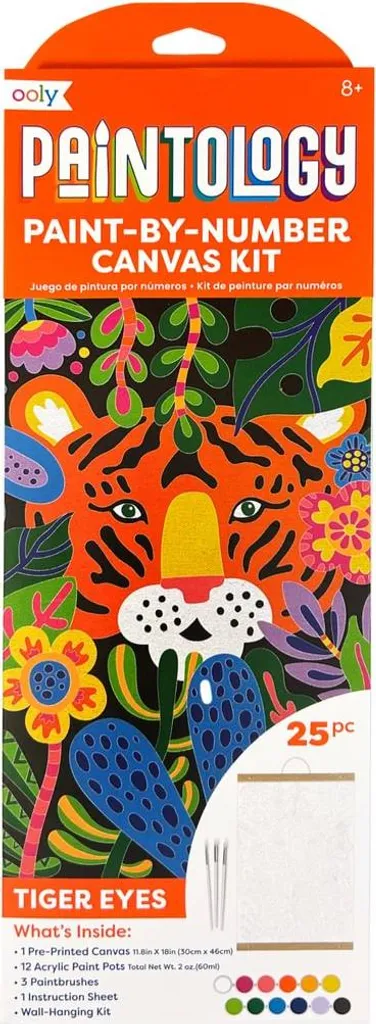 Ooly peinture au numéro tigre - kit complet avec toile et pinceaux