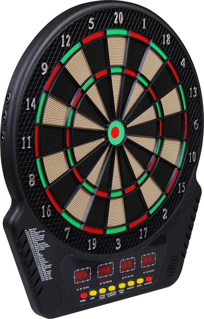 Fortuna Lai elektronische Dartscheibe Dartboard mit 6 Darts und 24 Dartköpfen 27 Spiele 243 Trefferoptionen 44 x 51,5 x 3,2 cm für Spaß und Wett...