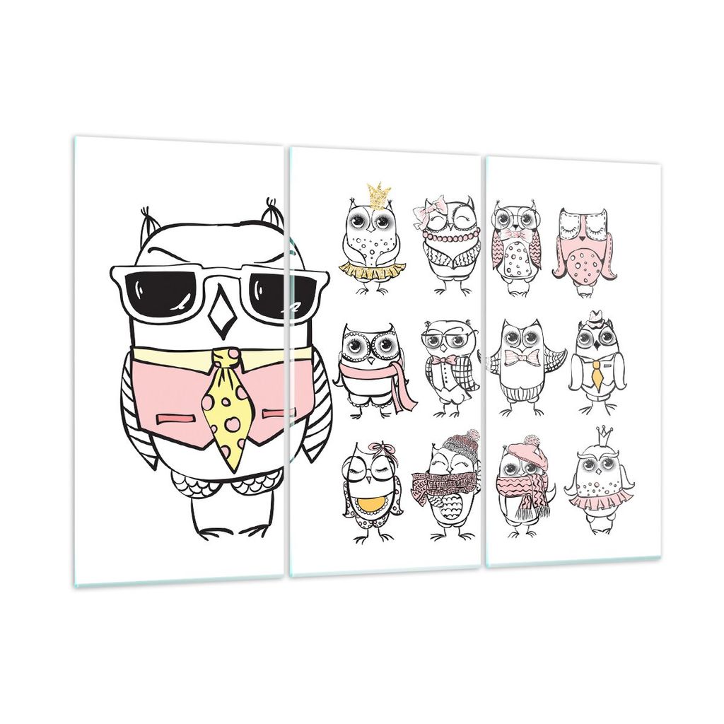 Bilder auf glas - Eule Spaß Junge fröhlich - 105x70cm - Glasbilder - Wandbilder - Kunstdruck - zum Aufhängen bereit - Wanddekoration aus Glas - ...