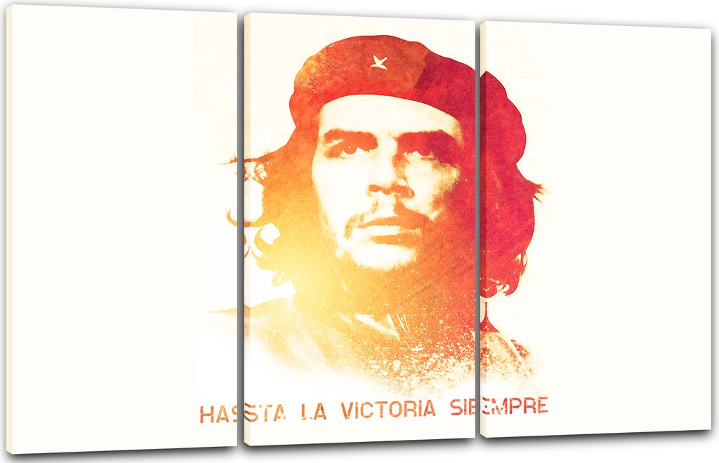 Leinwandbild 3-teilig (120x80cm): Che Guevara, echter Holz-Keilrahmen inkl. Aufhänger, handgefertigt in Deutschland