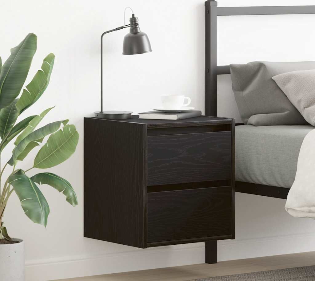 vidaXL Wand-Nachttisch Schwarz Eichen-Optik 38x34x40 cm