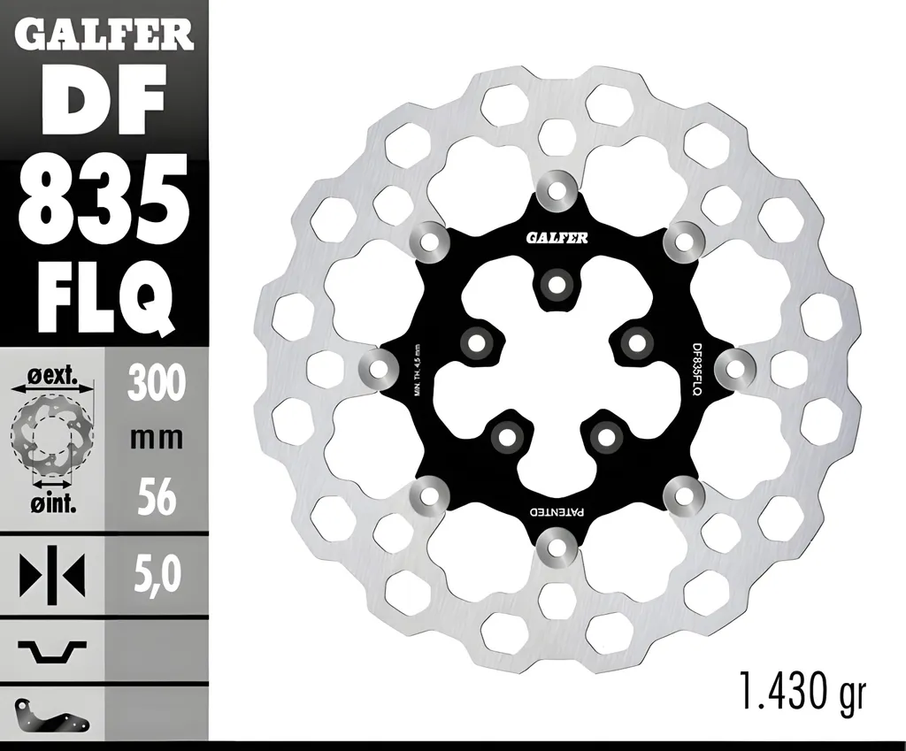 Disques de frein Galfer DF835FLQ CUBIQ pour Harley Davidson CVO 300x5mm