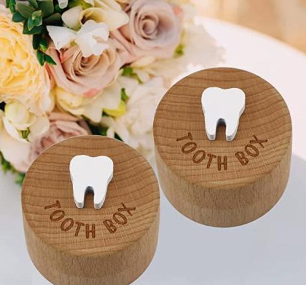 Set mit 2 Zahnboxen aus Holz – Aufbewahrung für verlorene Produktbild 