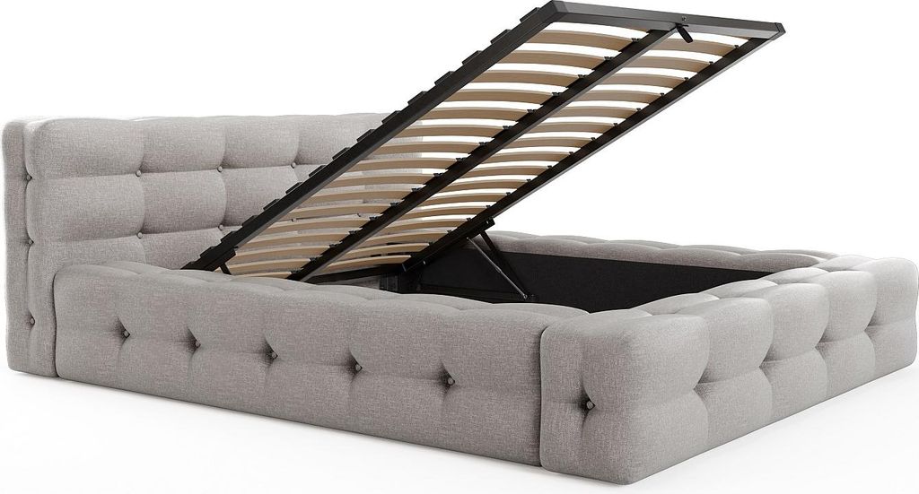 Steppbett 140 x 190 cm - Melange Stoff - Hellgrau - LERUCO by Pascal Morabito