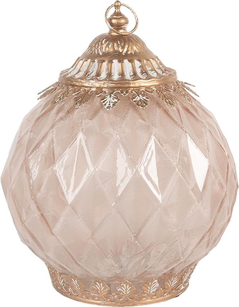 Clayre & Eef LED Laterne Ø 15x19 cm Rosa Glas