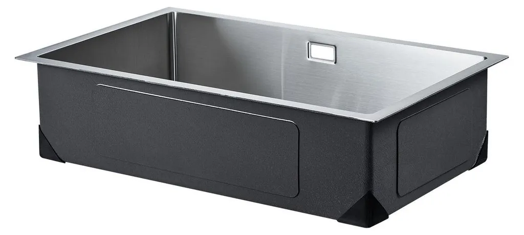 Grand évier à une cuve 70 cm en inox satiné pour meuble sous-évier 80cm