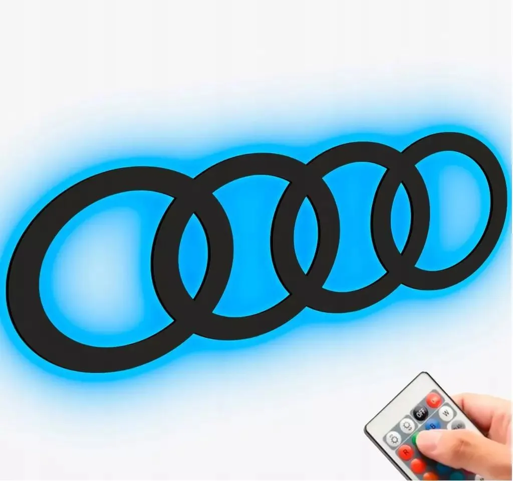Enseigne Lumineuse LED Audi Plaque Déco Murale HDF Noire 23x65 cm