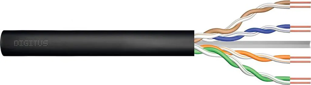 Câble extérieur étanche Cat.6 AWG 23/1 PE DIGITUS noir - Bobine de 305m