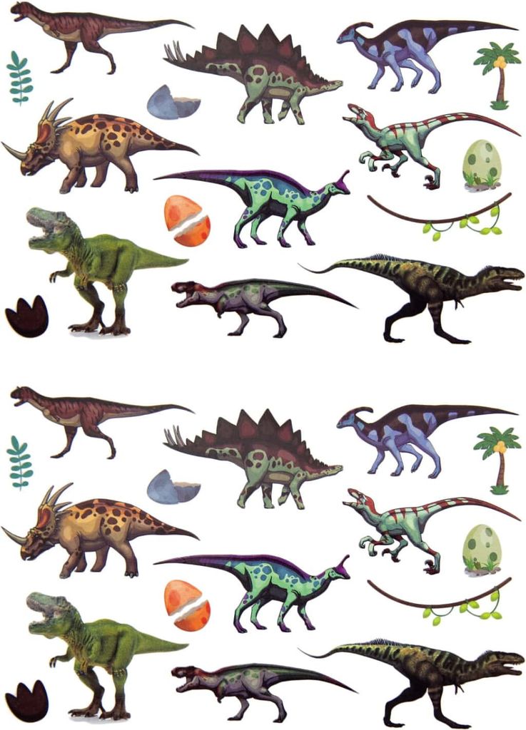 Oblique Unique Temporäre Klebetattoos Kinder Dinosaurier Produktbild 