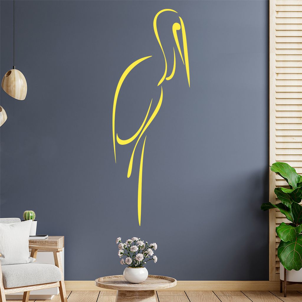 Storch Linien Wandtattoo in 6 Größen - Wandaufkleber Wall Sticker - Dekoration, Küche, Wohnzimmer, Schlafzimmer, Badezimmer