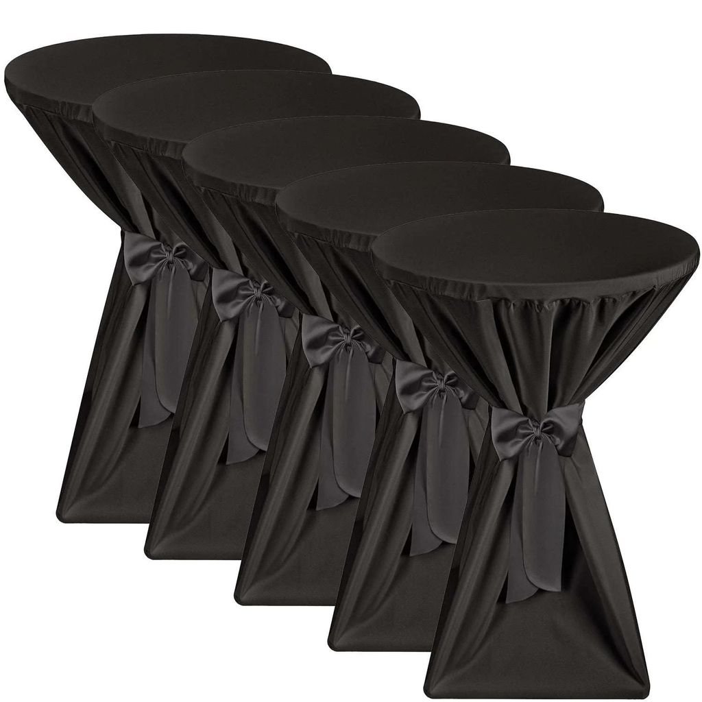 Beautissu 5X Premium Stehtischhussen 80 cm Blickdicht Schwarz