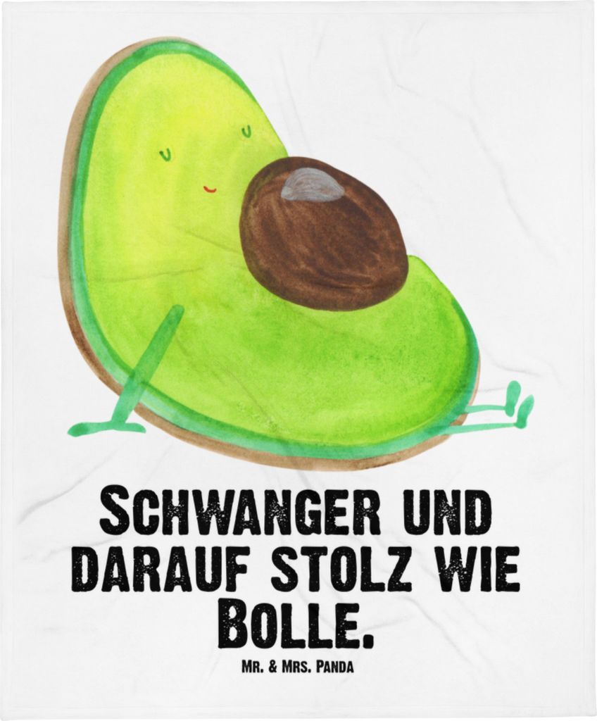Mr. & Mrs. Panda Babydecke Avocado Schwangerschaft - Weiß - Geschenk, Schwanger, Fleecedecke, Kinderdecke, Plaid, Liebe, Baby, Schmusedecke, Gebur...