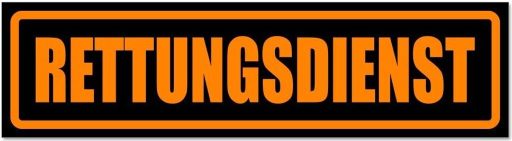 Kiwistar - Autoaufkleber - Orange - Schwarz - 20 x 5,3 cm - Rettungsdienst - Hinweis Aufkleber Sticker für Auto, Kfz, Fahrrad, PKW, LKW