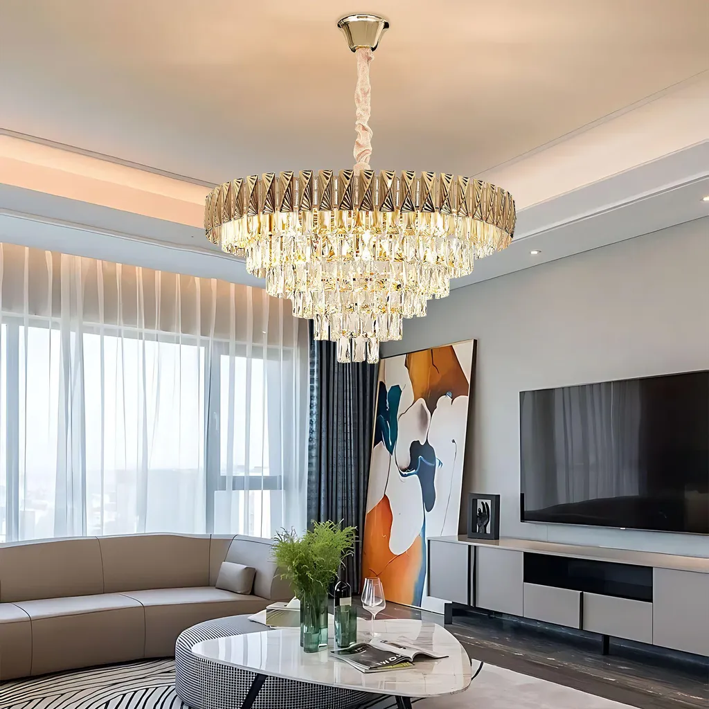 Suspension Gold 80cm Toolight - Solution Éclairage Chic pour Grand Salon - 6
