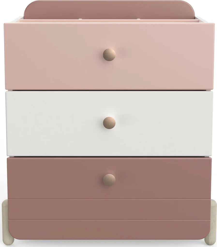 Meuble de rangement bicolore Janne : commode enfant rose et blanche - 8