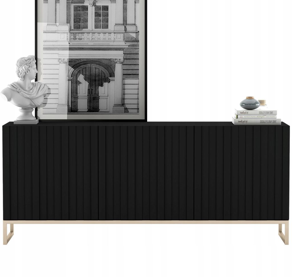 Komoda RTV Glamour Szafka RTV Glamour Czarny Mat 168 cm Zdjęcie produktu 1