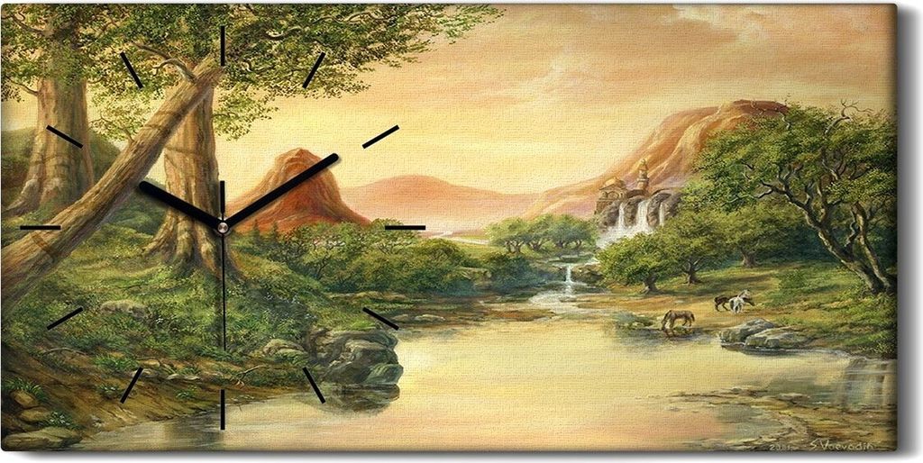 Wandbild Leinwand Bilder Wanduhr 60x30 Malerei Fantasie Produktbild 