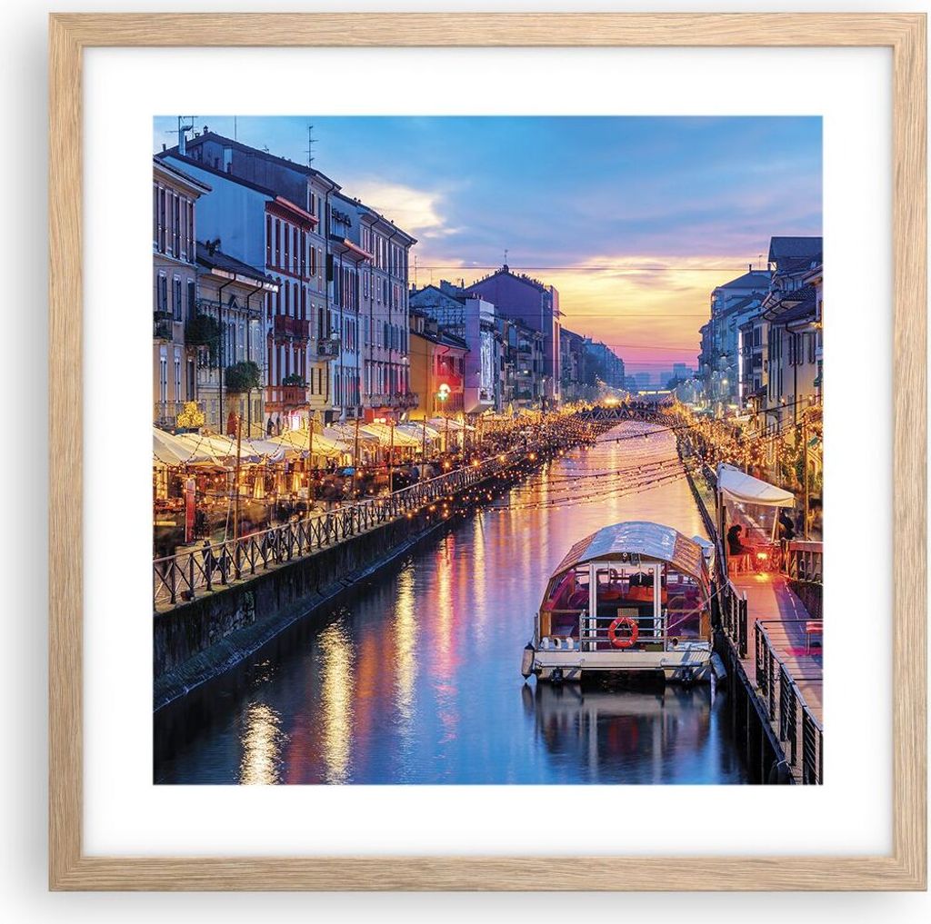 Gerahmtes Poster - Rahmen in heller Eiche - Kanal Grande Produktbild 