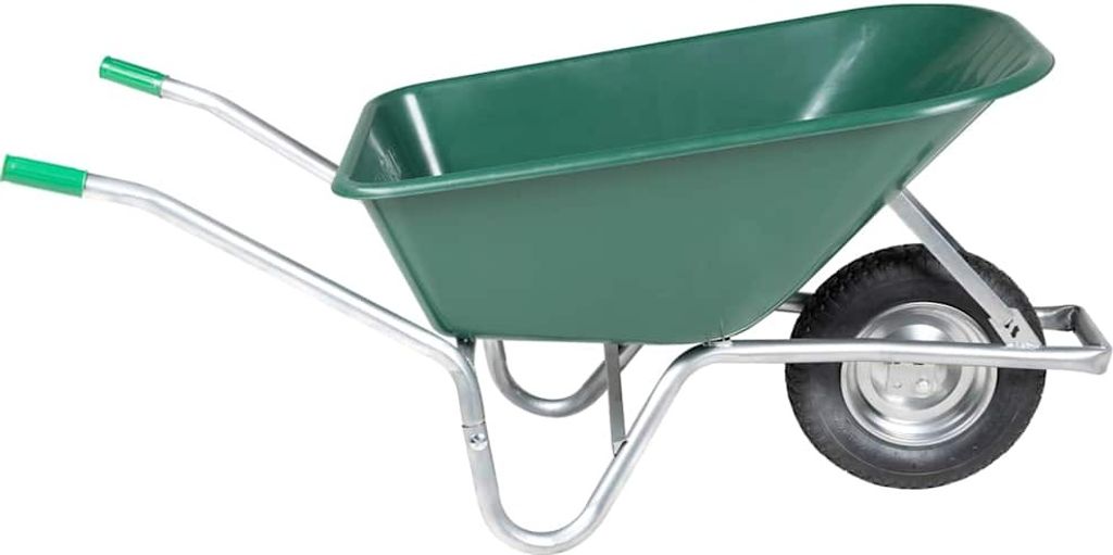 vidaXL Taczka Zielona 90 L 150 kg Ocynkowana stal i plastik Zdjęcie produktu 