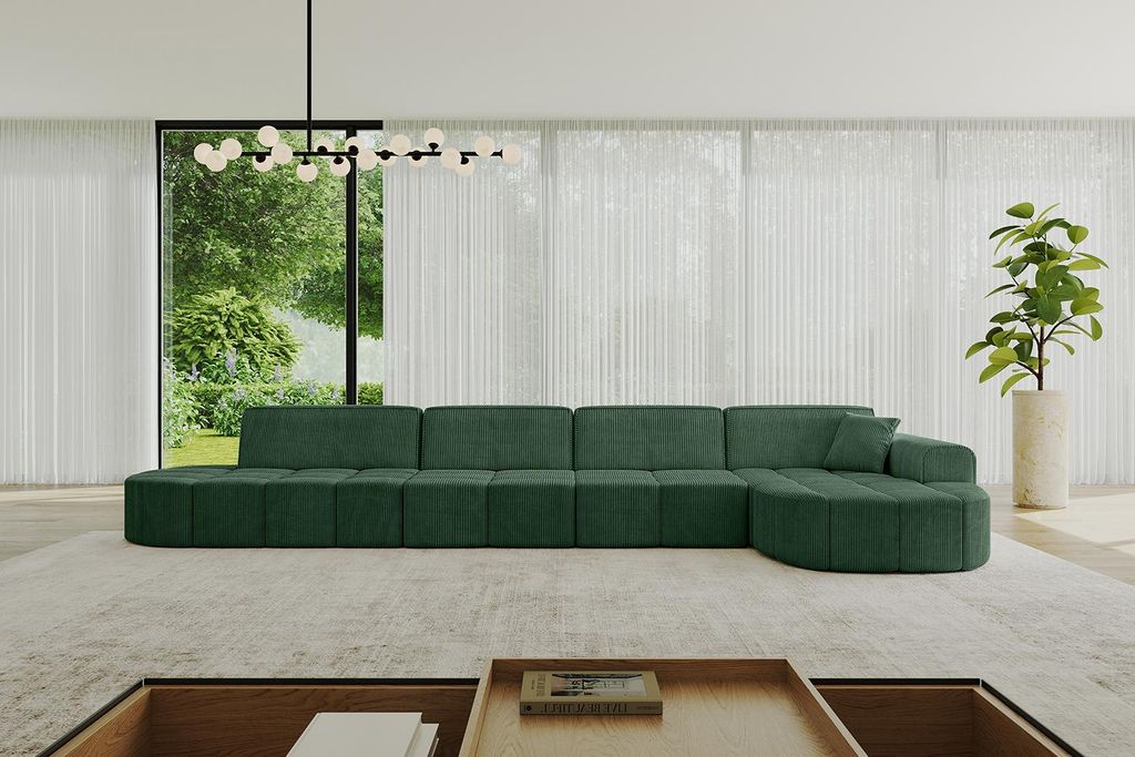 ALTDECOR Ecksofa in L-Form Livo-L3 - 422x173x79,5 cm Grün - Corner Sofa Bett Eckcouch Couch Wohnlandschaft Cauchsofa
