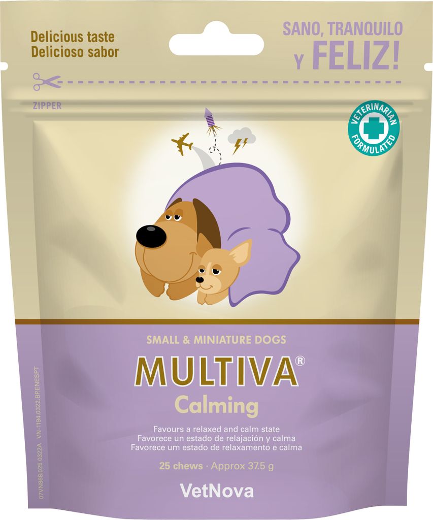 MULTIVA Calming Small & Miniature Dog – Kaubonbons zur Beruhigung von Katzen und Hunden, 25 Chews