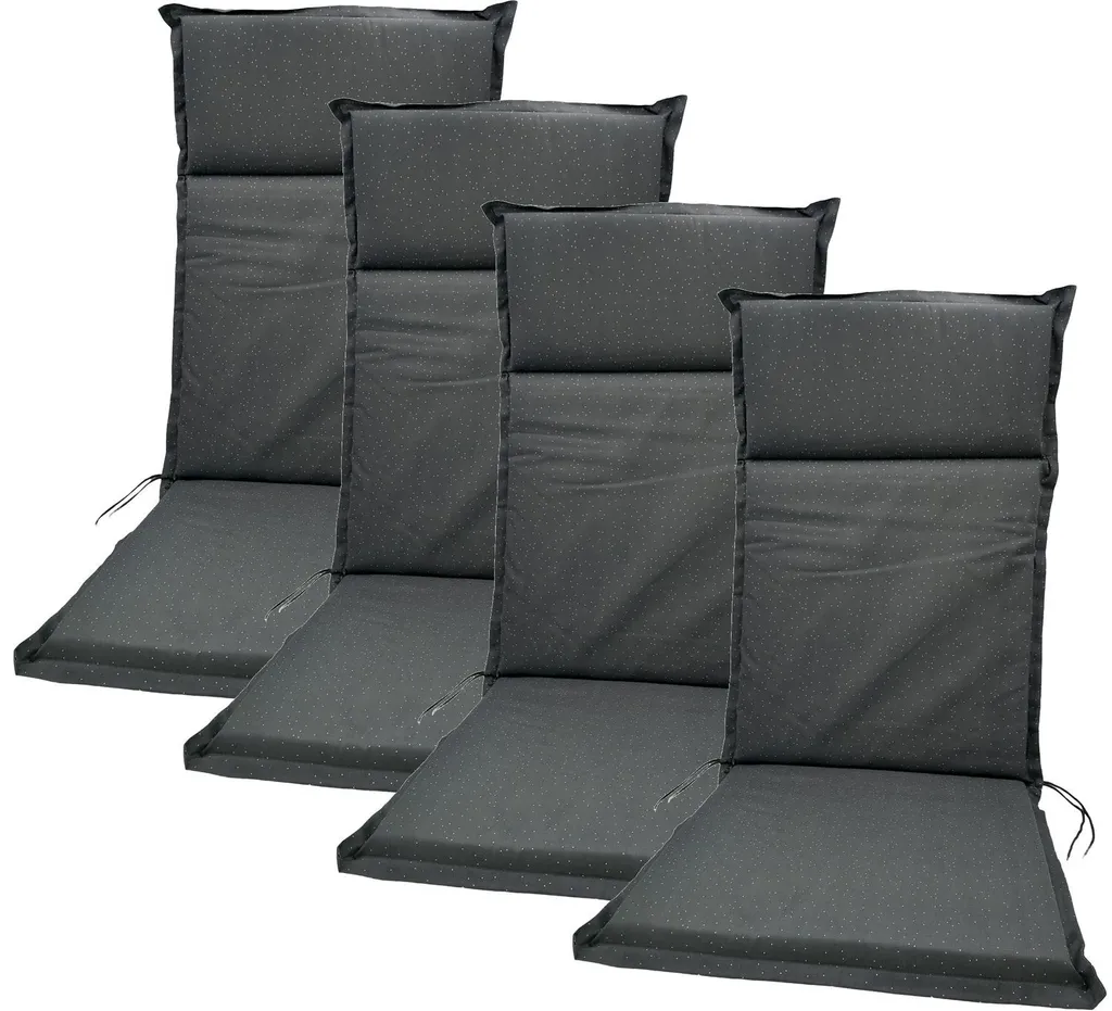 Aménagez votre jardin avec 4 coussins gris dossier haut 118x47x4,5cm