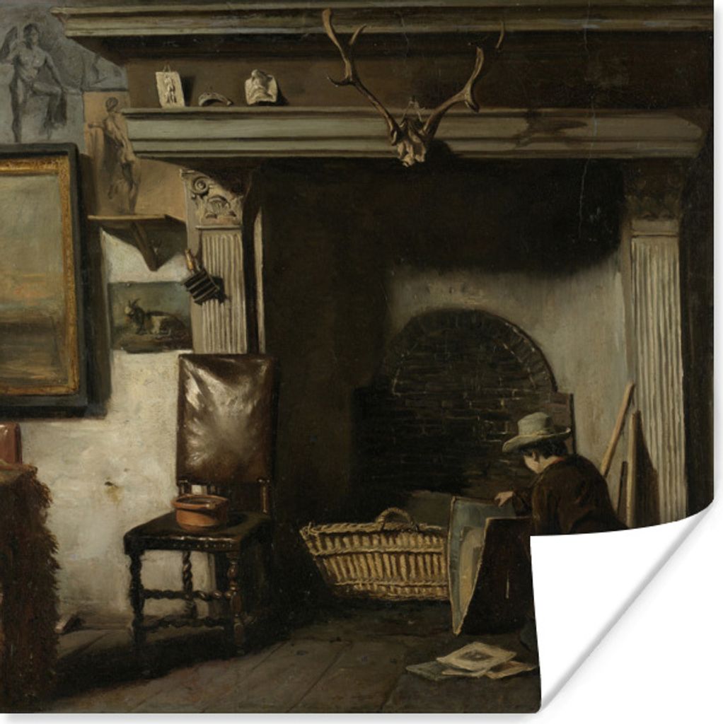 MuchoWow Poster Das Atelier von Pieter Frederik van Os, einem Maler aus Haarlem - Gemälde von Anton Mauve 100x100 cm - Babyzimmer