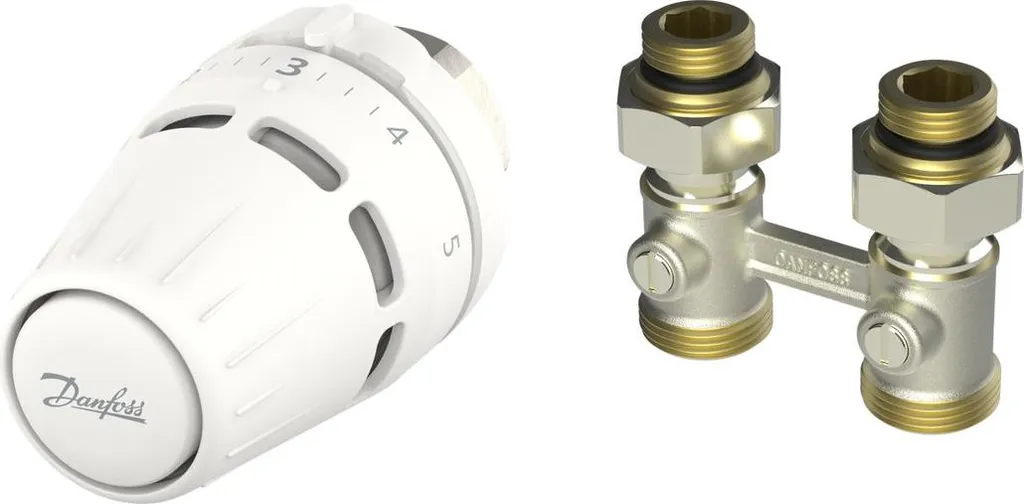 Kit Danfoss Regus M30x1,5 et RLV-KB 1/2 droit pour radiateur bitube