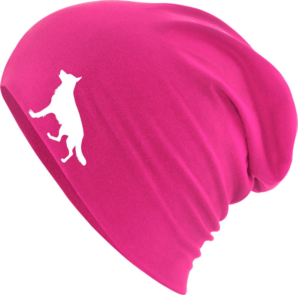 Huuraa Beanie Deutscher Schäferhund Silhouette Fuchsia One Size Baumwolle und Elasthan Mütze Geschenkidee