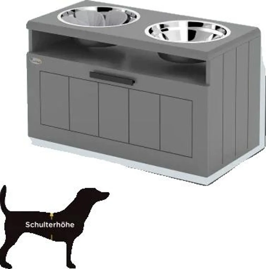 Gamelle chien anti-glouton design surélevé en silicone gris - 800ml
