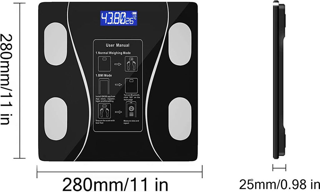 Körperfettwaage mit App LCD Digitale Personenwaage Smart Produktbild 4
