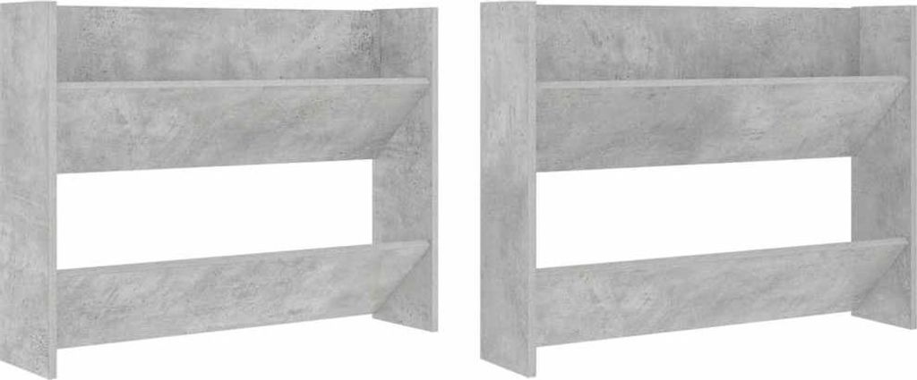vidaXL Wand-Schuhschränke 2 Stk. Betongrau 80x18x60 cm Holzwerkstoff