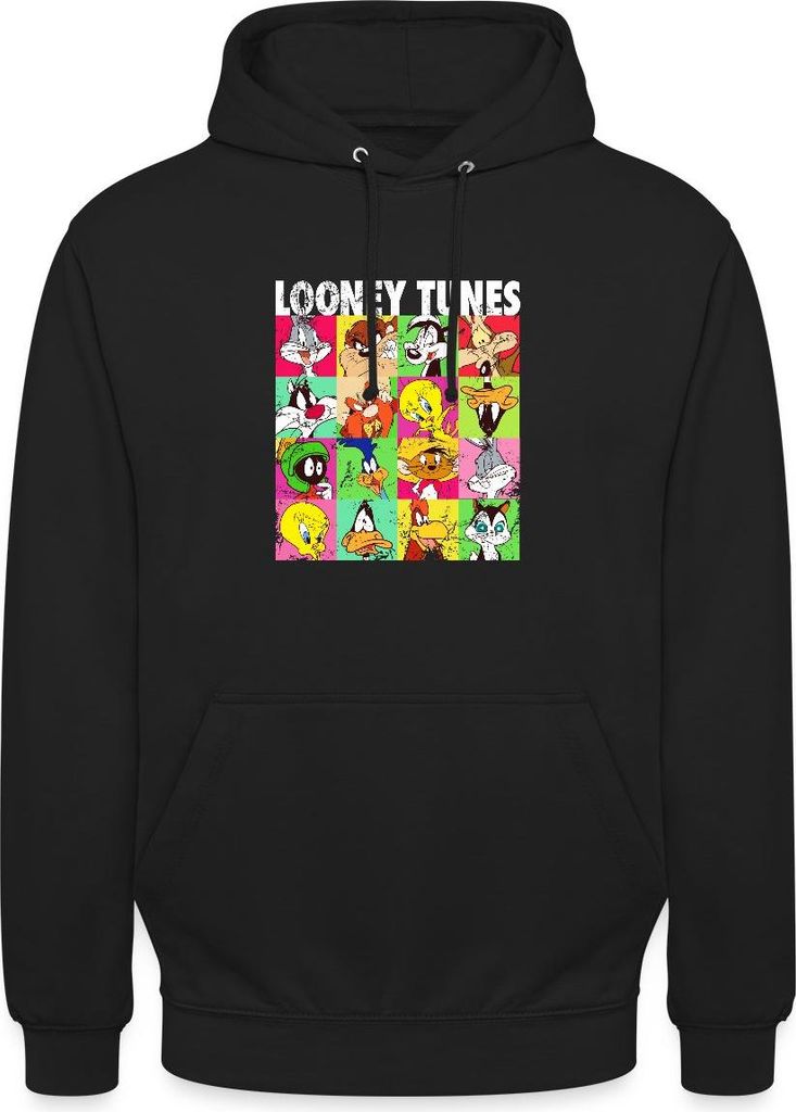 Spreadshirt Looney Tunes Charaktere Kachel Uni Hoodie, L, Schwarz