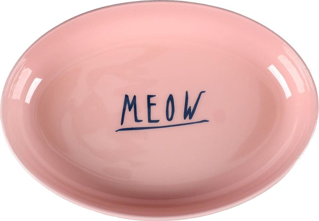 Flamingo Futter- und Trinknapf Nell oval hellgrau/rosa für Katzen